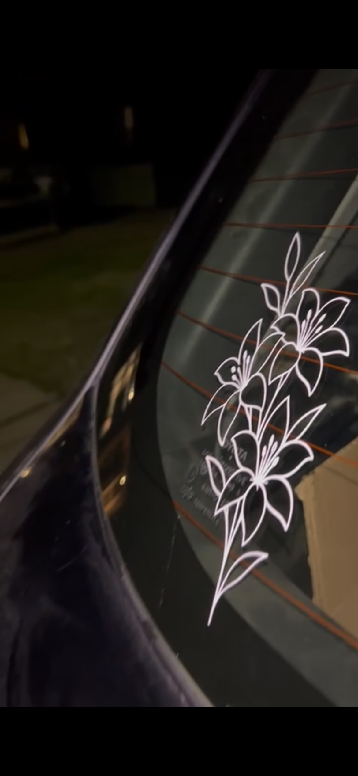Floral Line Art Car Decal – Botanical Vinyl Sticker