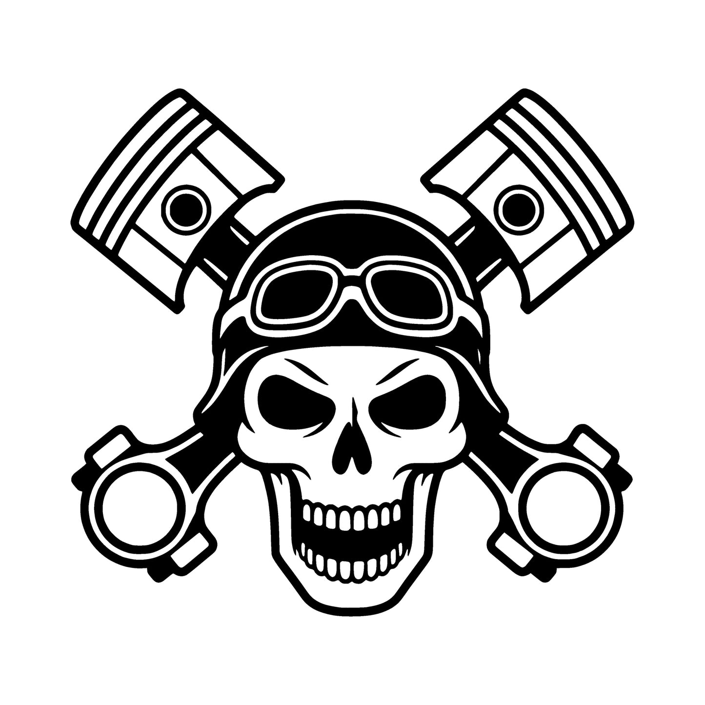 Engine Rebuilder Skull & Pistons Vinyl Decal