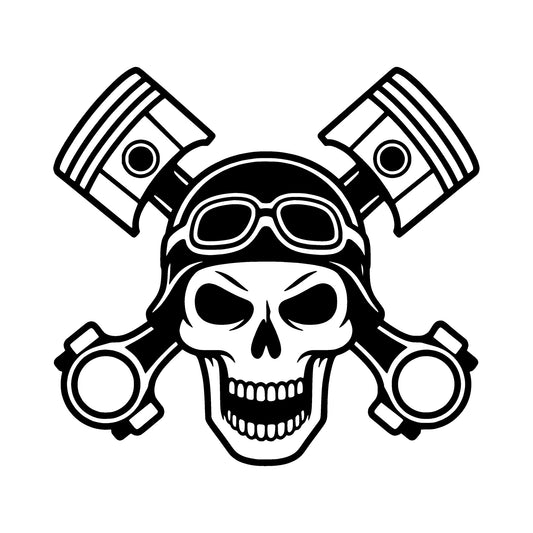 Engine Rebuilder Skull & Pistons Vinyl Decal